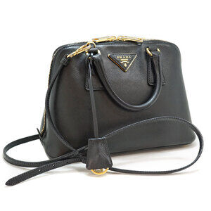 Prada Bag Crossbody Handbag Shoulder Black Saffiano Leather Logo Plate